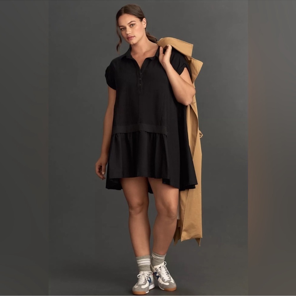 Anthropologie Daily Practice Offside Mini Dress Black Womens XL New